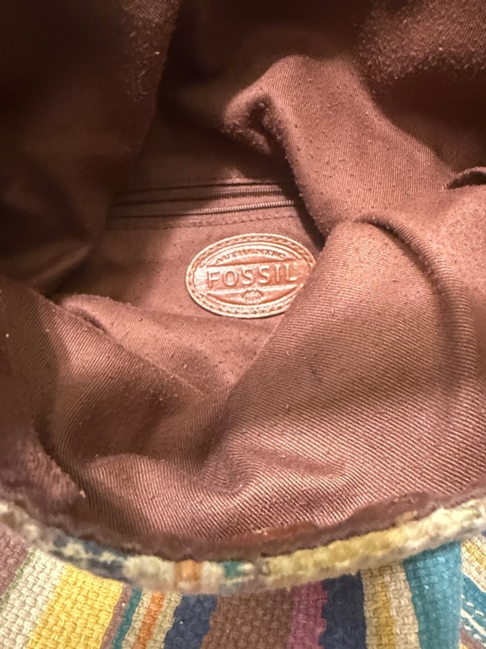 Fossil Multicolor Striped Canvas Shoulder Bag with Leather Trim - Picture 5 of 5